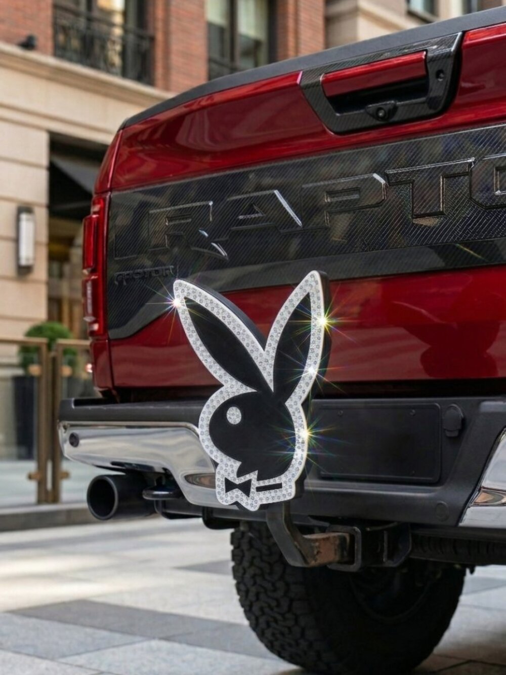 Sparkling 3D-Printed Custom Hitch Cover – Playboy Bunny Also available in Pink